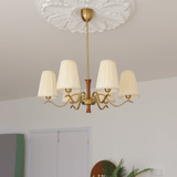 Cream Fabric Curated Solid Brass Chandelier – 6-light: Ø  31.5 × H 11.8 finish configuration