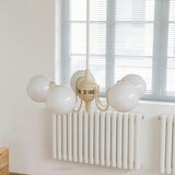Cream Glass Ball Curated Mouth-Blown Frosted Gla – full fixture elevation view