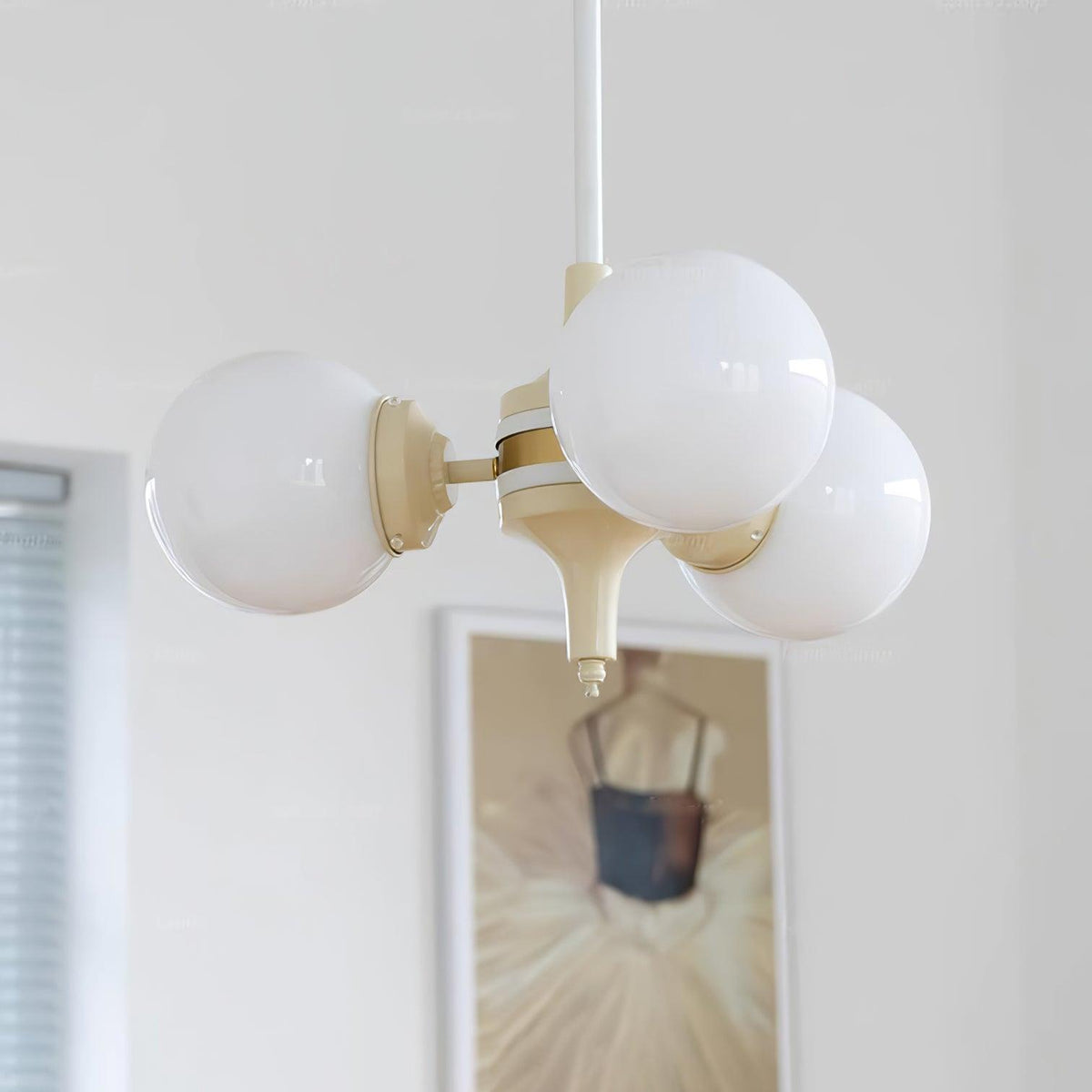 Cream Glass Ball Curated Mouth-Blown Frosted Gla – side angled contour profile