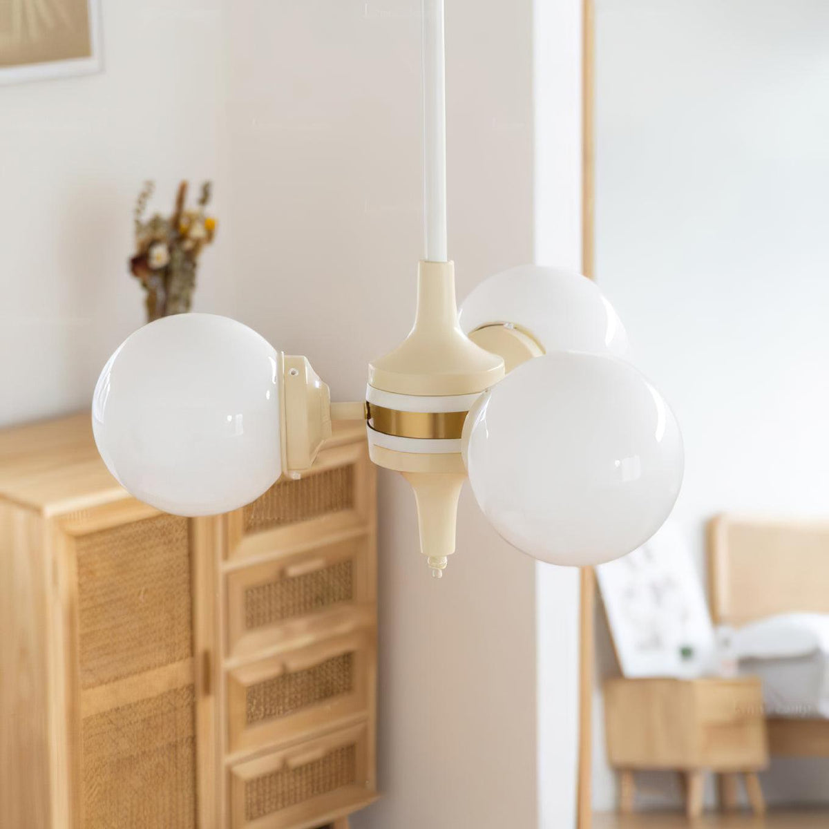 Cream Glass Ball Curated Mouth-Blown Frosted Gla – illuminated warm ambiance setting