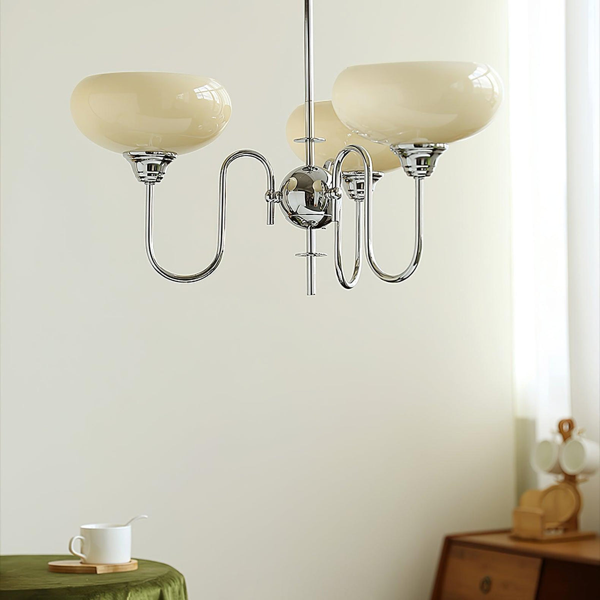 Creamy Persimmon Curated Mouth-Blown Frosted Gla – spatial dining room perspective