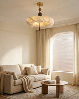 Cremelle Curated Solid Hardwood Flush Mount Ceil warm illuminated room view