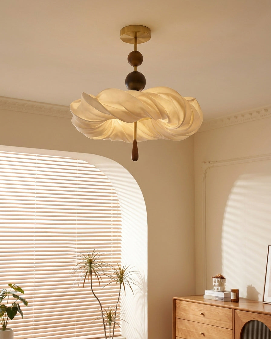Solid Hardwood craftsmanship detail on Cremelle Curated Solid Hardwood Flush Mount Ceil