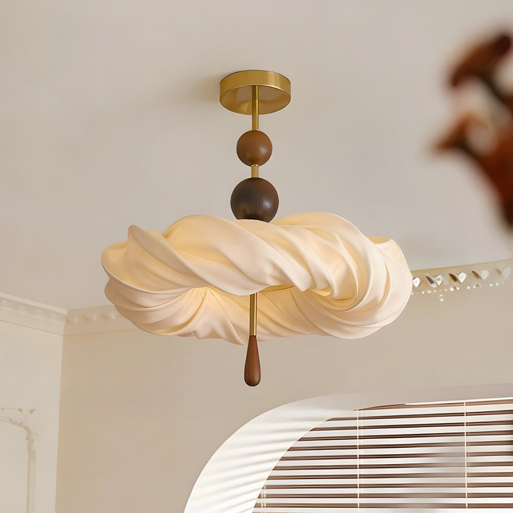 Cremelle Curated Solid Hardwood Flush Mount Ceil – Dia 50cm x H 45cm  ∅ 19.6 x H 17.7 finish configuration
