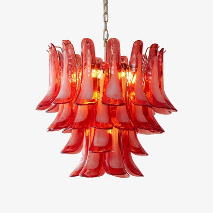 Crimson Glass Petals Chandelier