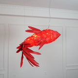 Crimson Swirl Koi Curated Iron & Glass Chandelie – handcrafted surface texture