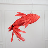 Crimson Swirl Koi Curated Iron & Glass Chandelie – dimensional scale reference