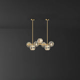 Crystal Glass Ball Curated Mouth-Blown Frosted G – 7 Heads Round Canopy L 25.6 x W 7.1 x H  finish configuration