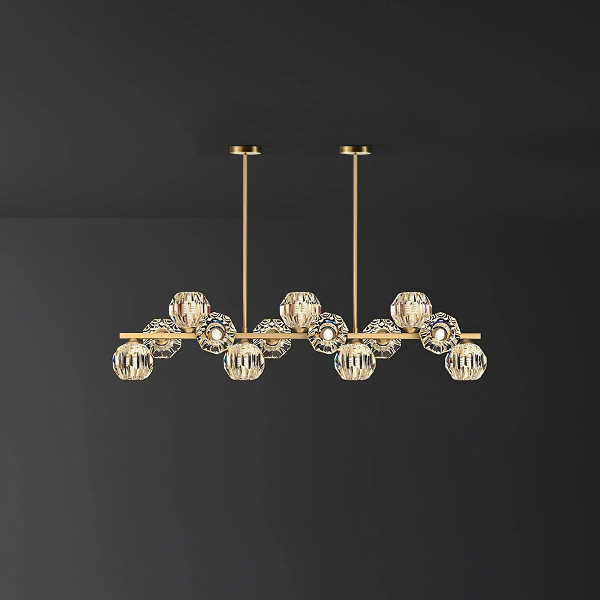 Crystal Glass Ball Curated Mouth-Blown Frosted G – 13 Heads Round Canopy L 47.2 x W 7.1 x H finish configuration