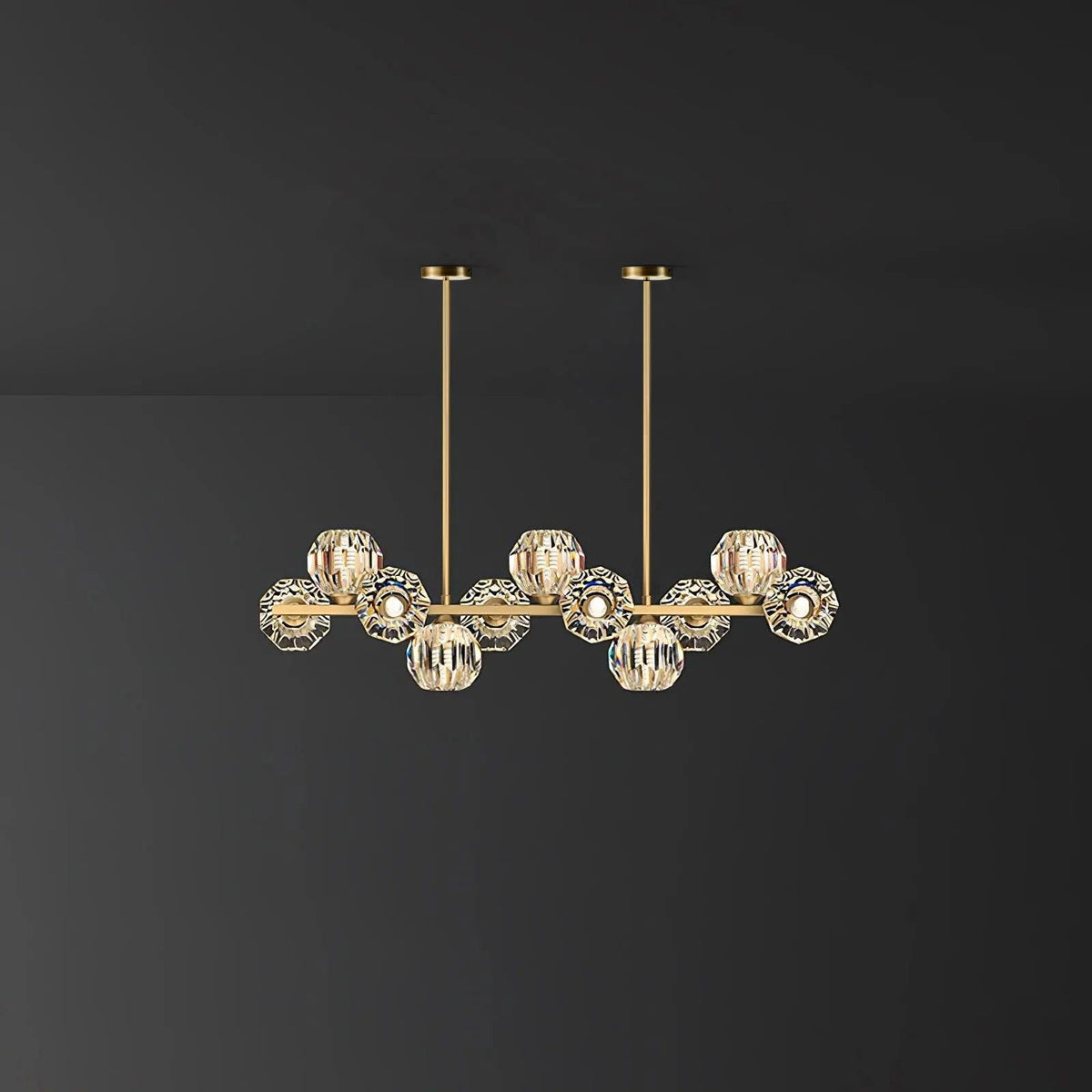 Crystal Glass Ball Curated Mouth-Blown Frosted G – 11 Heads Round Canopy L 39.4 x W 7.1 x H finish configuration