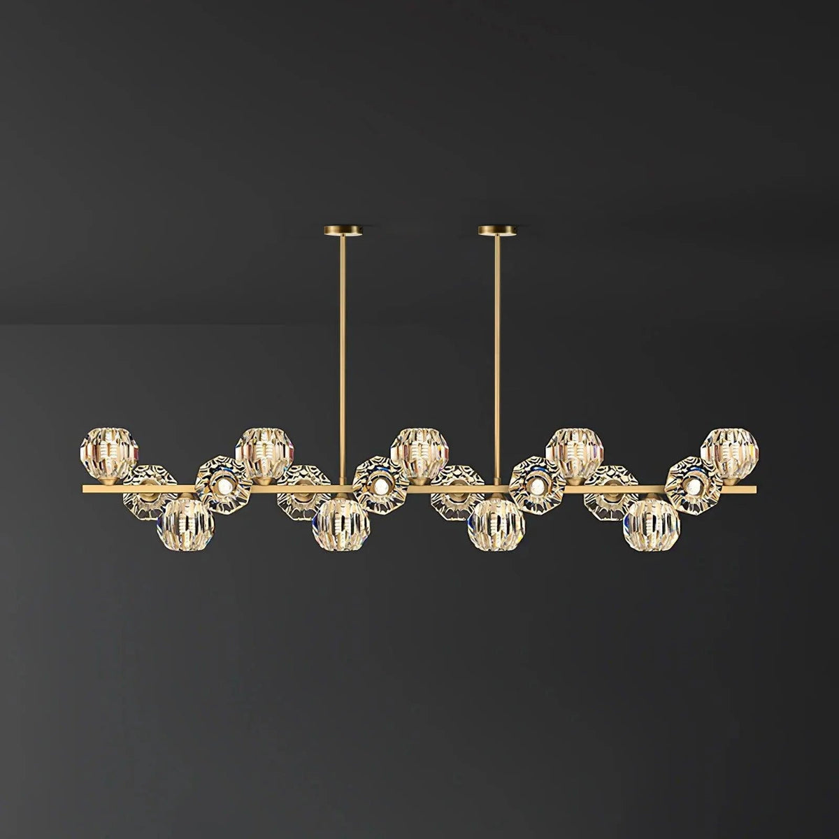 Crystal Glass Ball Curated Mouth-Blown Frosted G – 17 Heads Round Canopy L 63 x W 7.1 x H 3 finish configuration