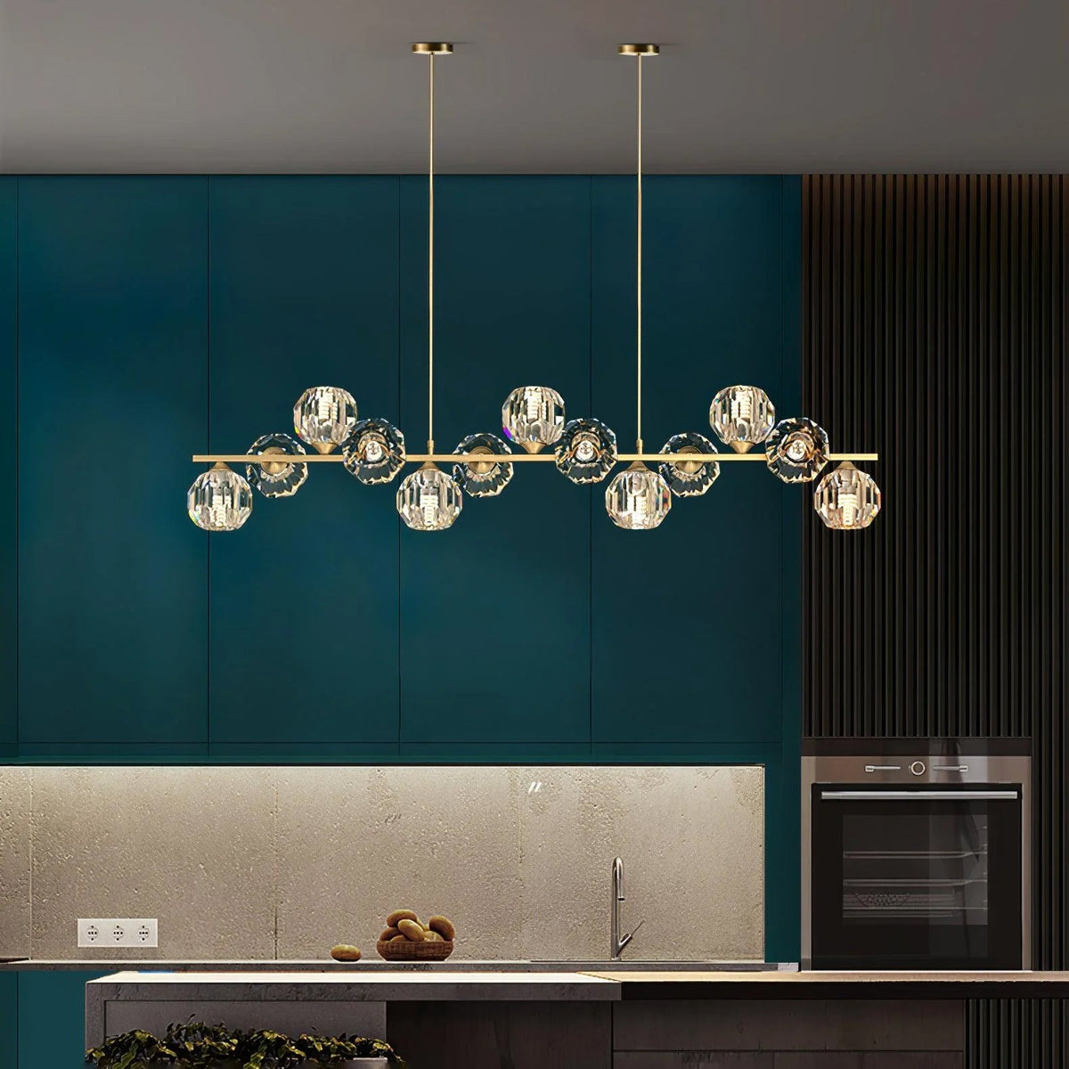 Crystal Glass Ball Curated Mouth-Blown Frosted G – illuminated warm ambiance setting
