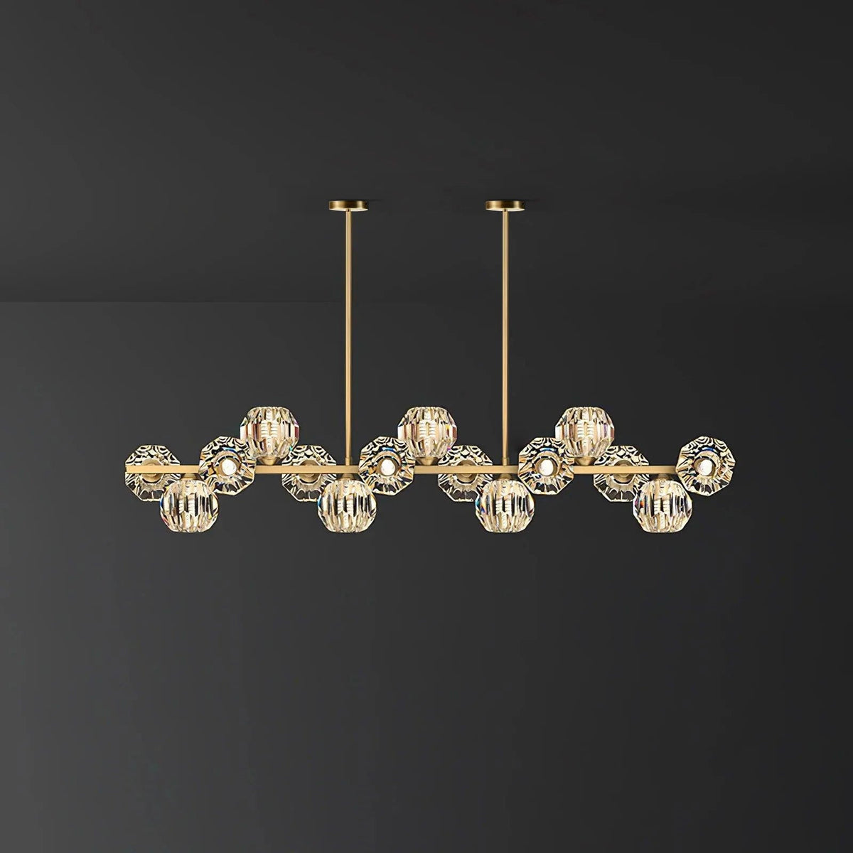 Crystal Glass Ball Curated Mouth-Blown Frosted G – 15 Heads Round Canopy L 55.1 x W 7.1 x H finish configuration