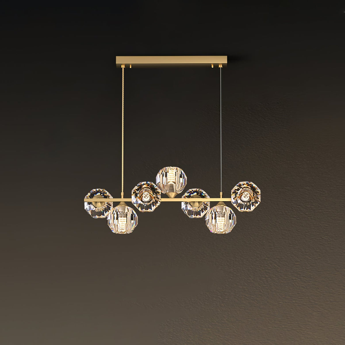 Crystal Glass Ball Curated Mouth-Blown Frosted G – 9 Heads Round Canopy L 32.7 x W 7.1 x H  finish configuration