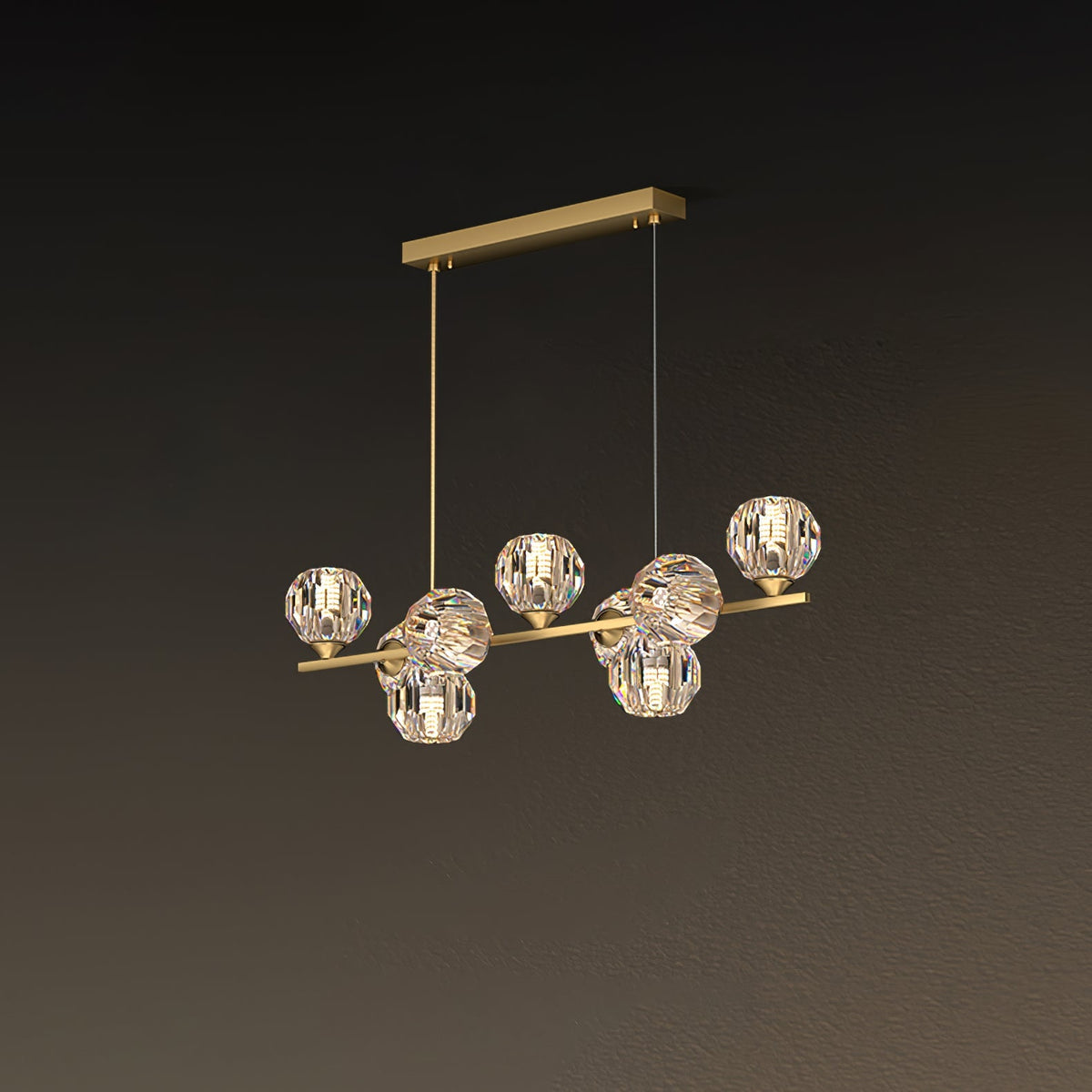 Crystal Glass Ball Curated Mouth-Blown Frosted G – 13 Heads Long Canopy L 47.2 x W 7.1 x H  finish configuration