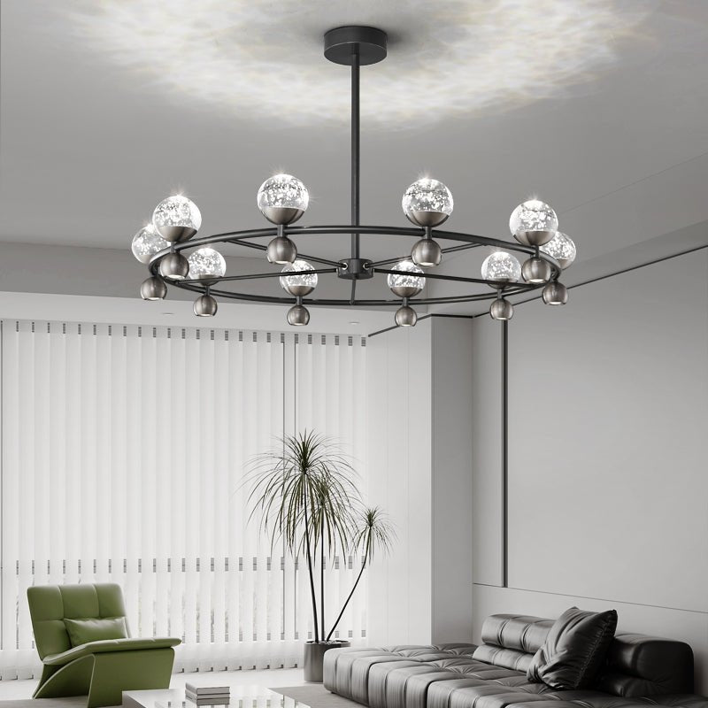 Crystal Nebula Curated Mouth-Blown Frosted Glass installed in residential dining space