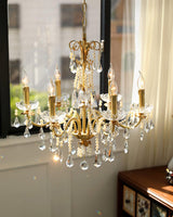 Crystal Pearl Curated Solid Brass Chandelier – unlit natural material contrast