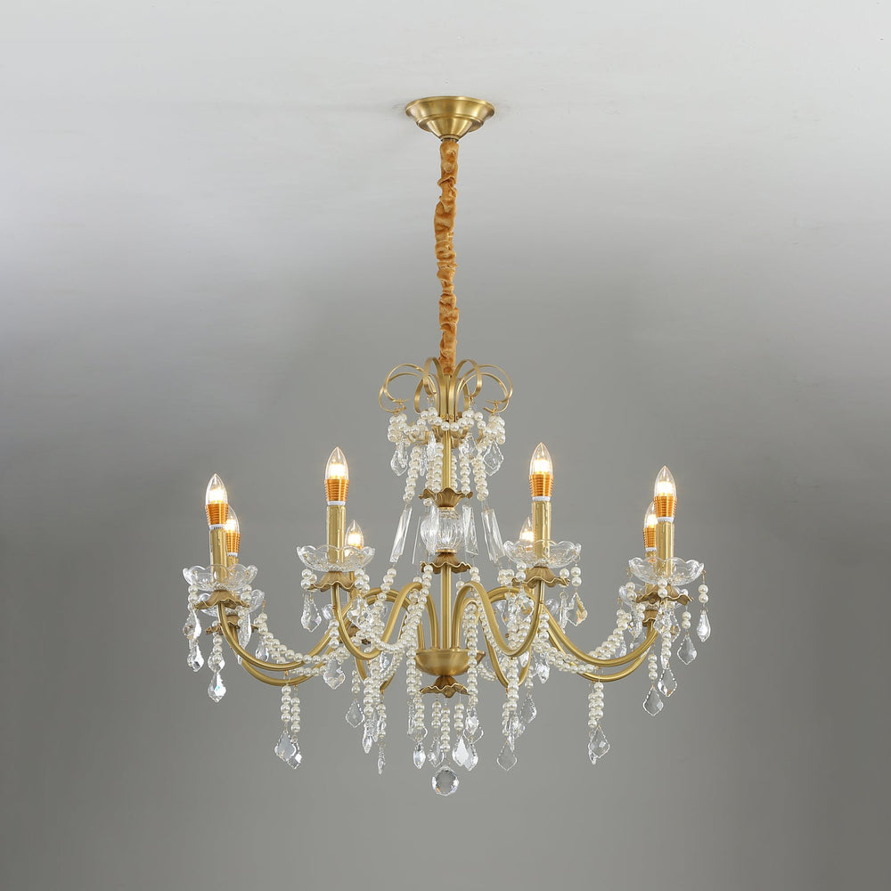 Crystal Pearl Curated Solid Brass Chandelier