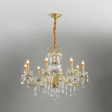 Crystal Pearl Curated Solid Brass Chandelier – illuminated warm ambiance setting