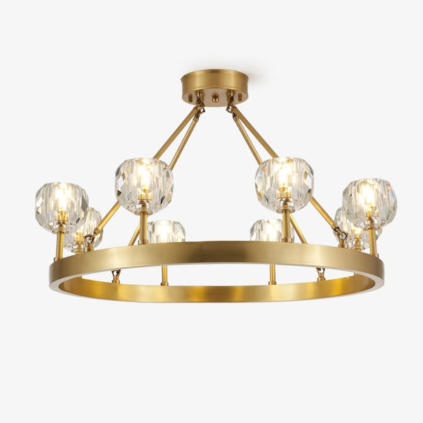 Crystal Round Golden Curated Mouth-Blown Frosted