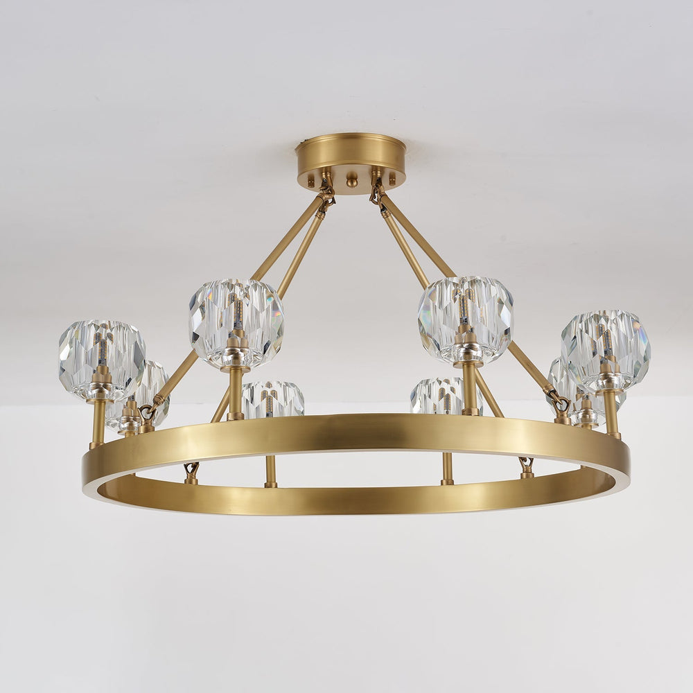Crystal Round Golden Curated Mouth-Blown Frosted