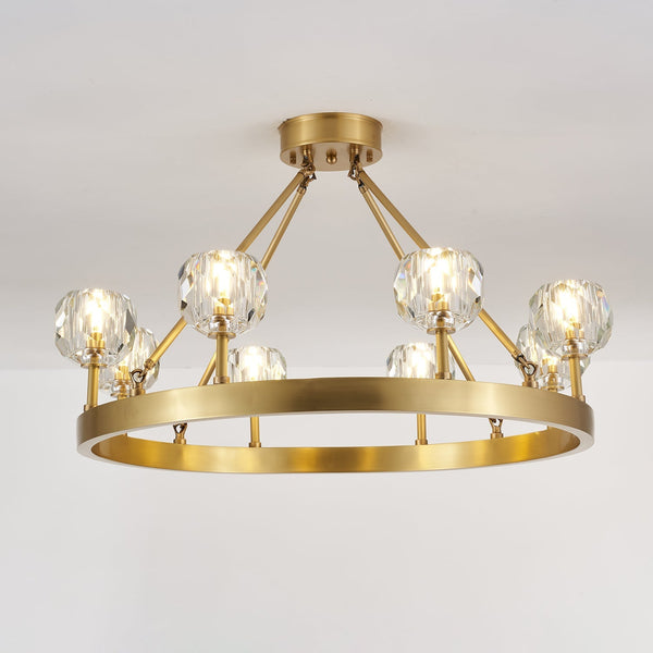 Crystal Round Golden Curated Mouth-Blown Frosted