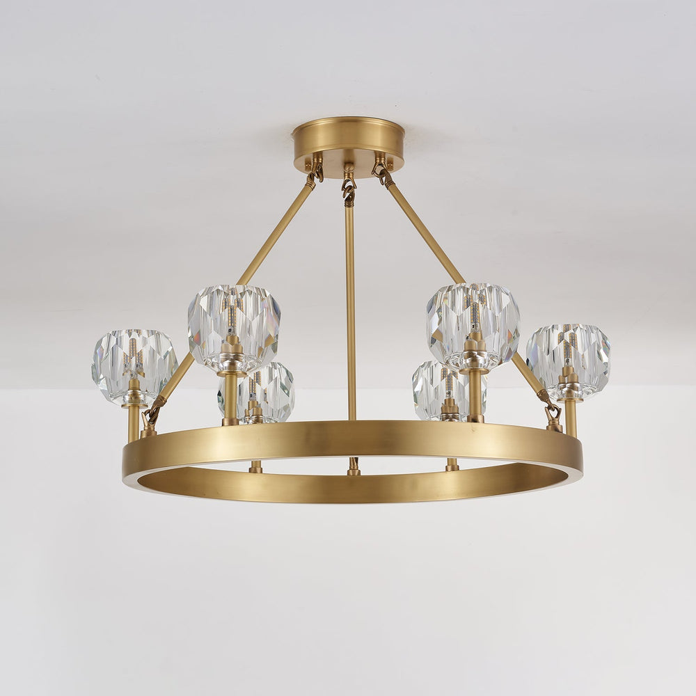 Crystal Round Golden Curated Mouth-Blown Frosted