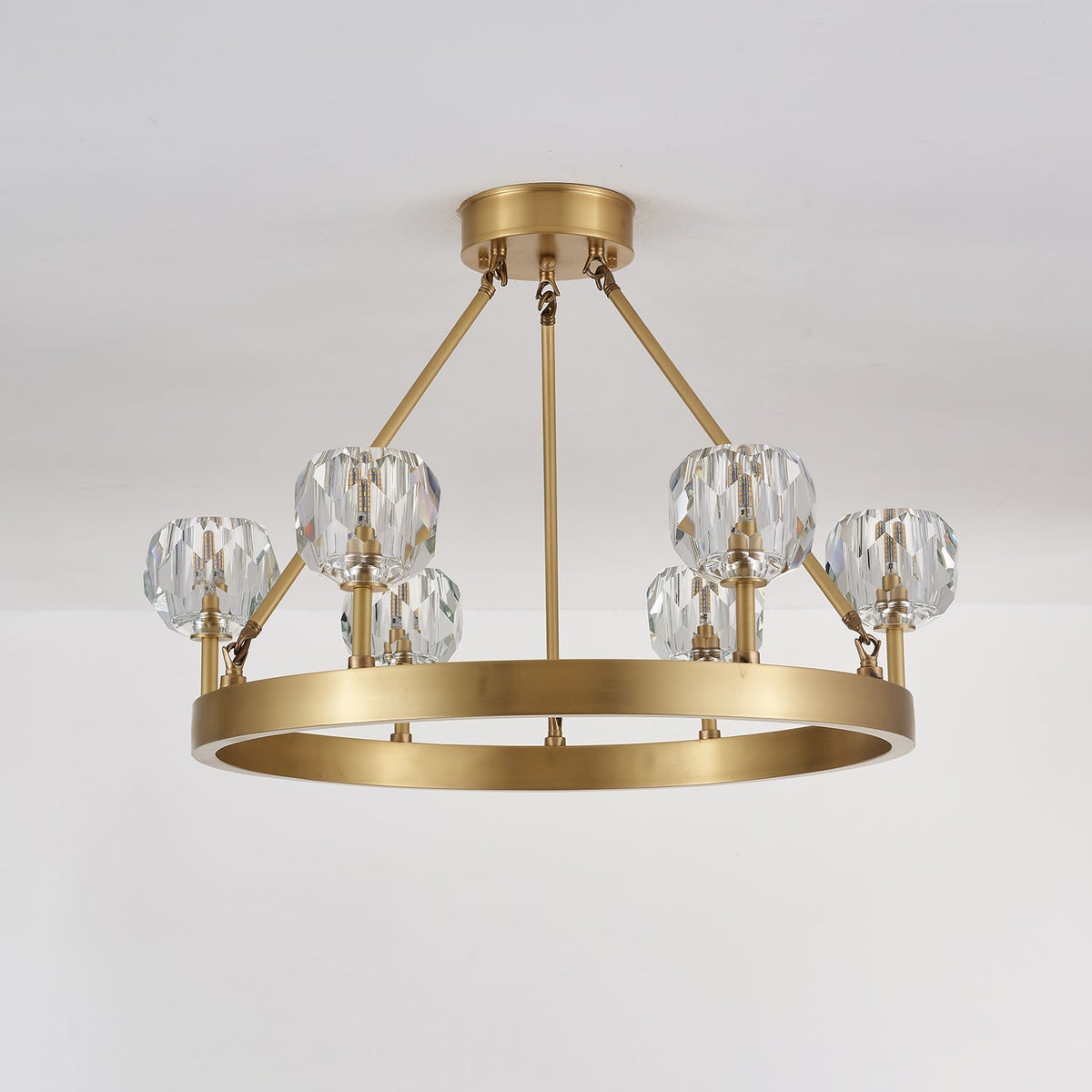 Mouth-Blown Frosted Glass craftsmanship detail on Crystal Round Golden Curated Mouth-Blown Frosted