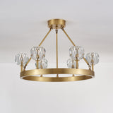 Mouth-Blown Frosted Glass craftsmanship detail on Crystal Round Golden Curated Mouth-Blown Frosted