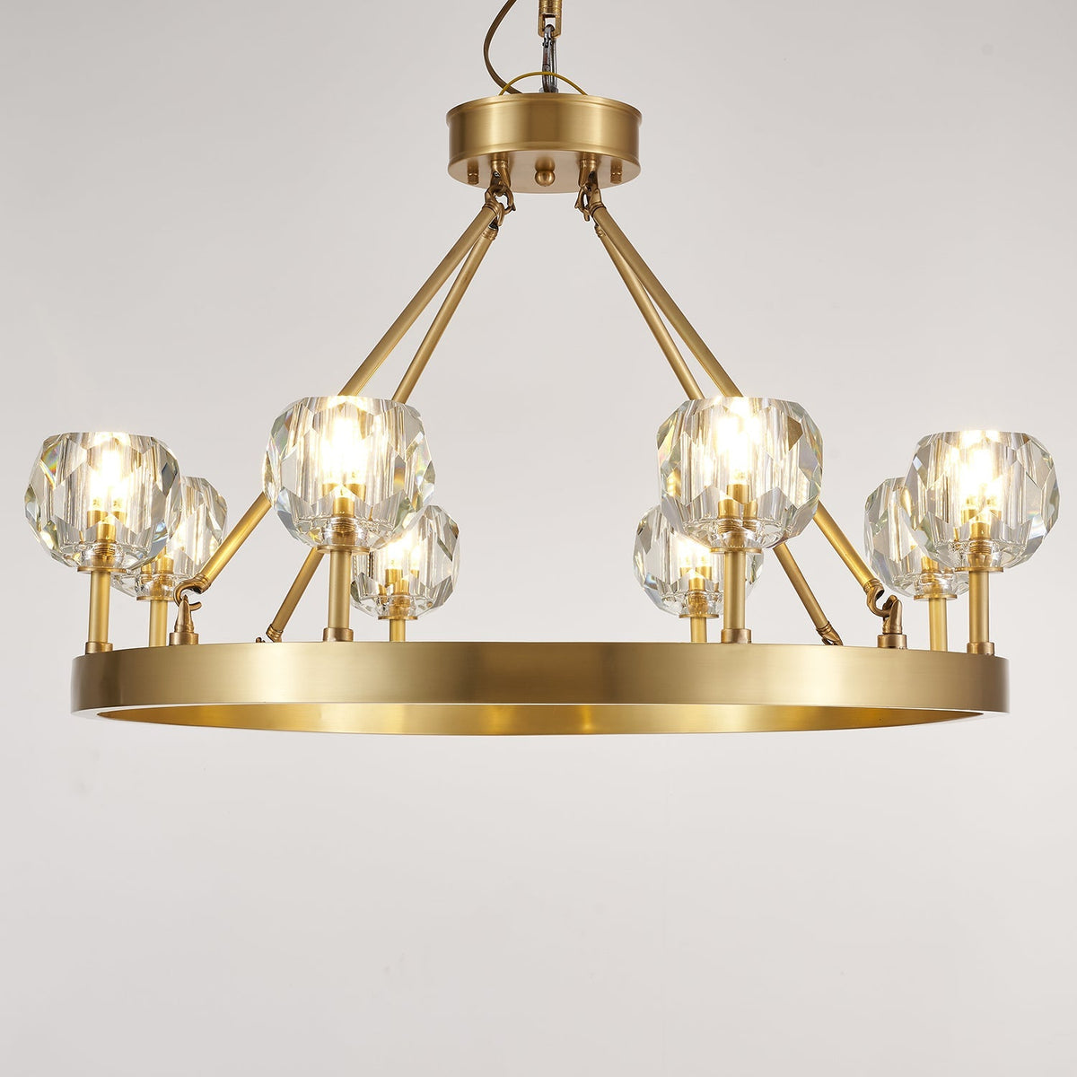 Crystal Round Golden Curated Mouth-Blown Frosted – illuminated warm ambiance setting