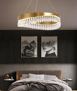 Crystal Sticks Curated K9 Bohemian Crystal Chand – illuminated warm ambiance setting