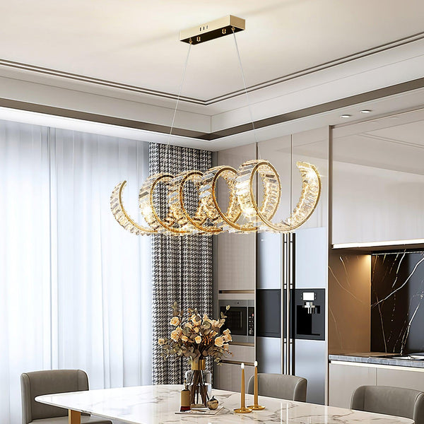 Curved LED Curated K9 Bohemian Crystal Chandelie
