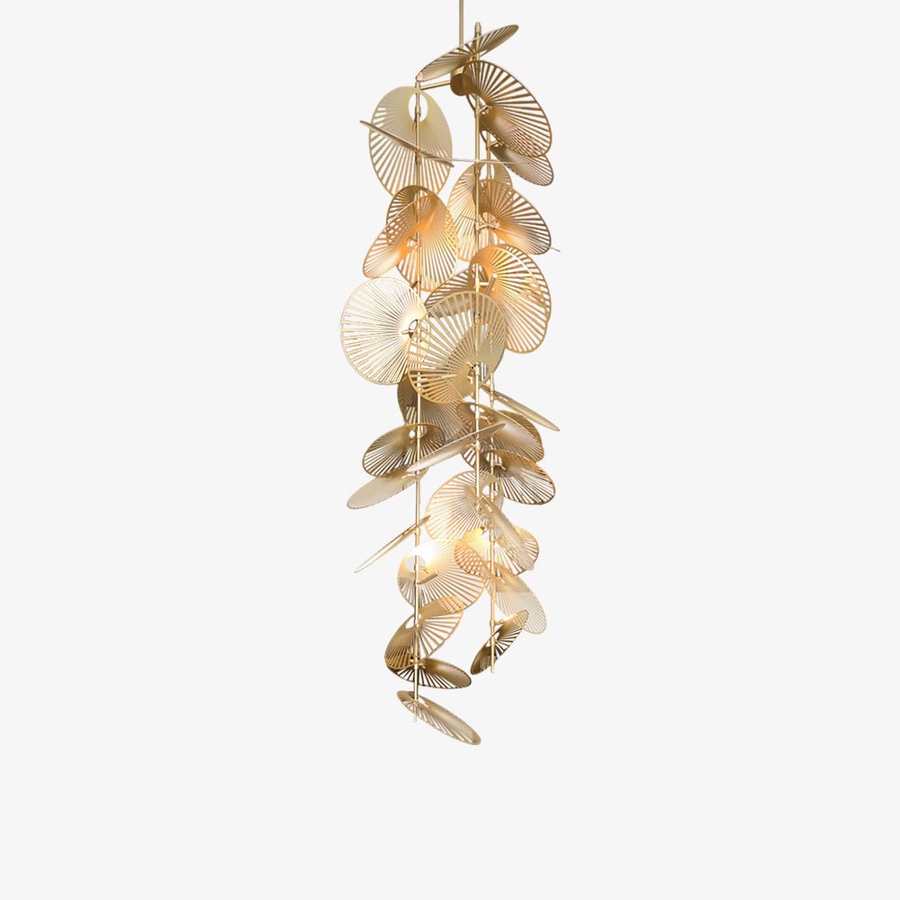 Cattail Leaf Curated Iron & Glass Chandelier – spatial dining room perspective