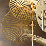 Cattail Leaf Curated Iron & Glass Chandelier – full fixture elevation view