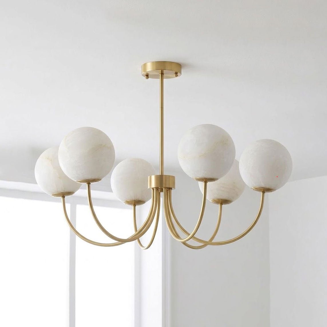 Cyrilla Alabaster Curated Alabaster Chandelier – 6 Heads: ∅ 29.5 × H 20.4 finish configuration #1