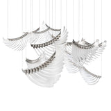 Pluma Sculptural Feather Chandelier – illuminated warm ambiance setting #1