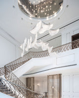 Pluma Sculptural Feather Chandelier – unlit natural material contrast