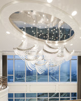Pluma Sculptural Feather Chandelier – side angled contour profile