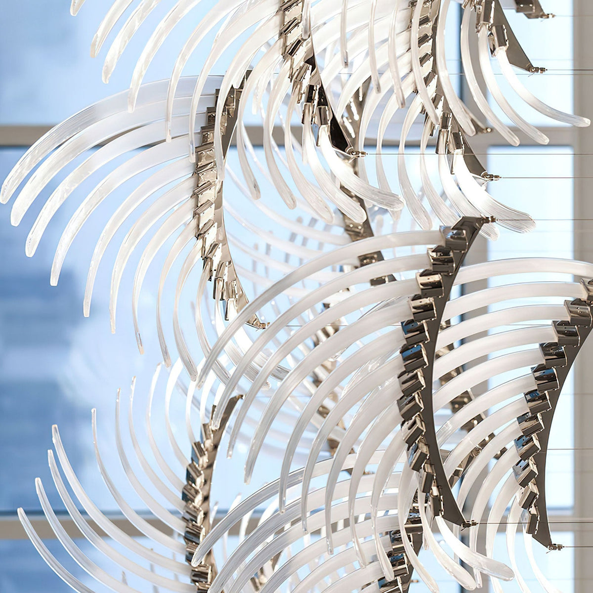 Pluma Sculptural Feather Chandelier – macro detail view #1