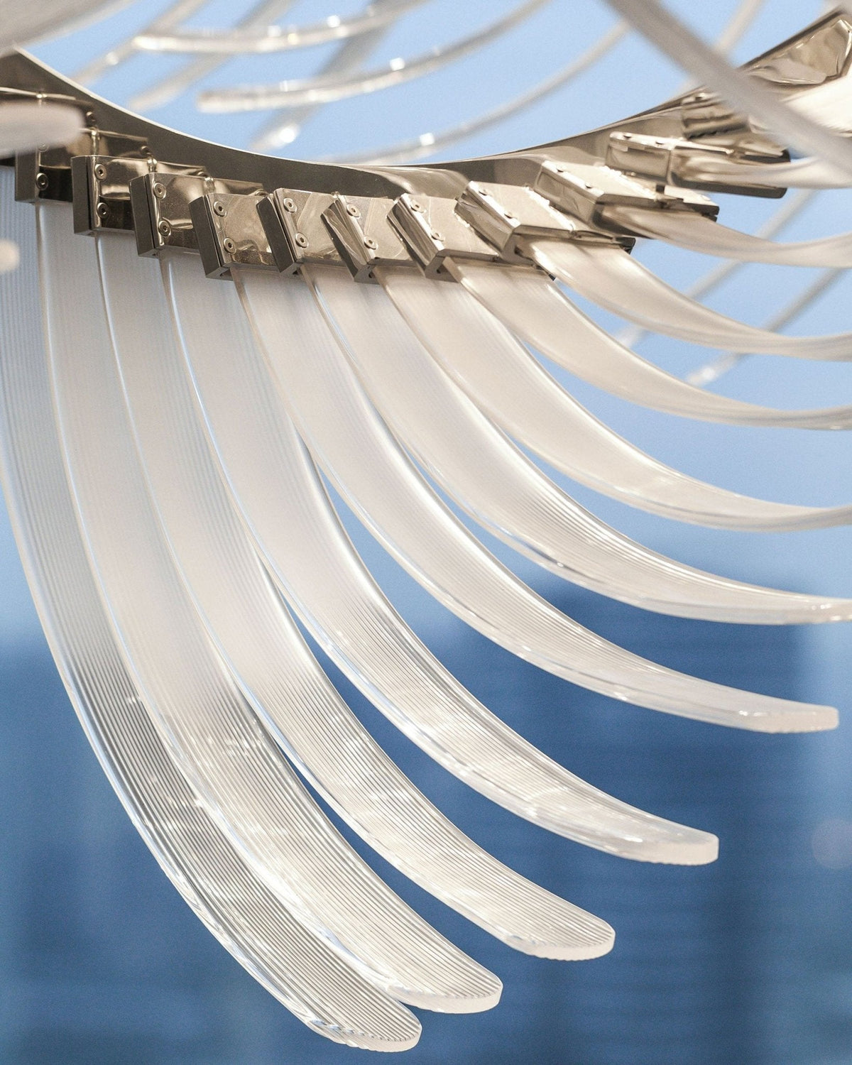 Pluma Sculptural Feather Chandelier – architectural ceiling profile