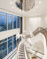 Pluma Sculptural Feather Chandelier – dimensional scale reference