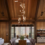 Brass Glass Drop Curated Mouth-Blown Frosted Gla installed in residential dining space