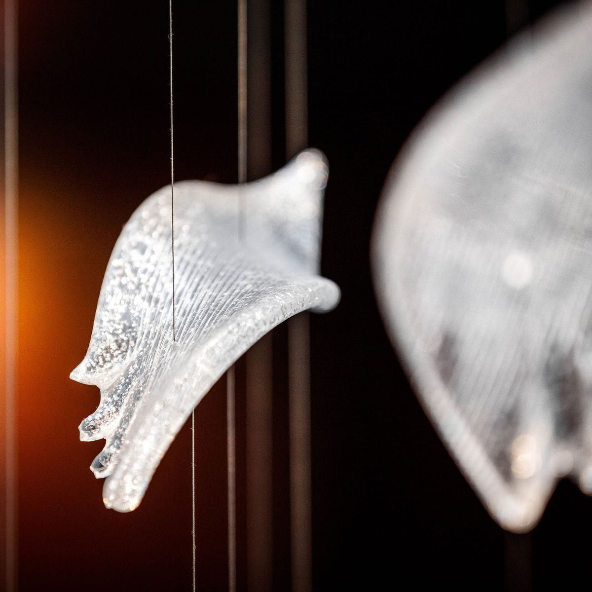 Pluma Sculptural Feather Chandelier – full fixture elevation view