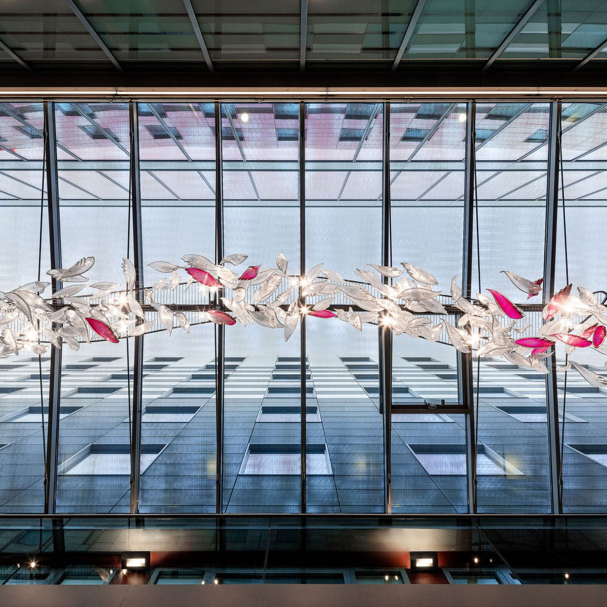 Pluma Sculptural Feather Chandelier – dimensional scale reference