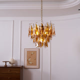 Solviva Glass Curated Amber Art Glass Chandelier – macro detail view #1