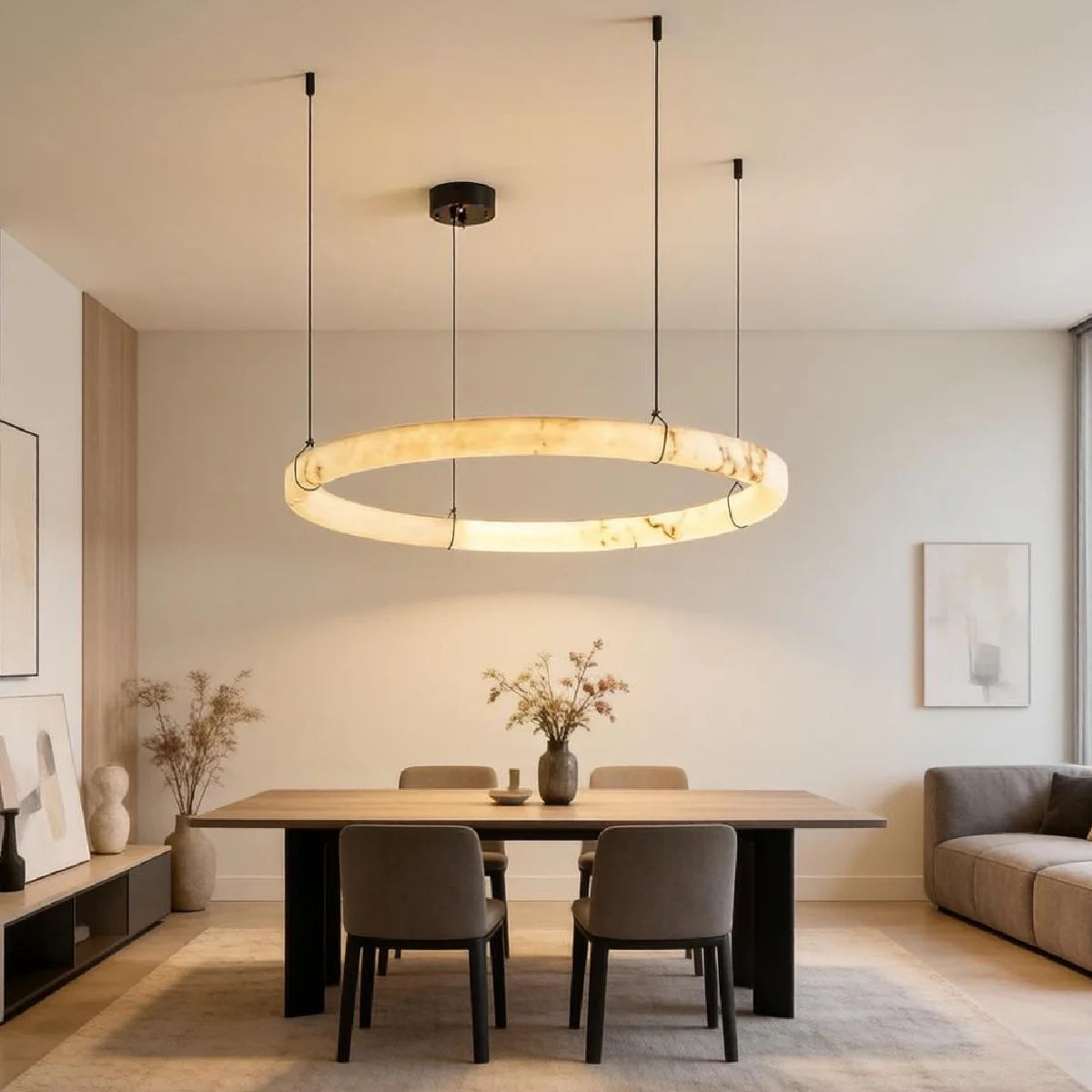 Spanish Alabaster Pendant Light View 4 | Natural Spanish Alabaster Damrekni Pendant Light | Wabi Sabi Lighting | JINSHE | JINSHE