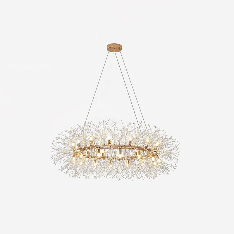 Dandelion Round Curated Mouth-Blown Frosted Glas – illuminated warm ambiance setting #1