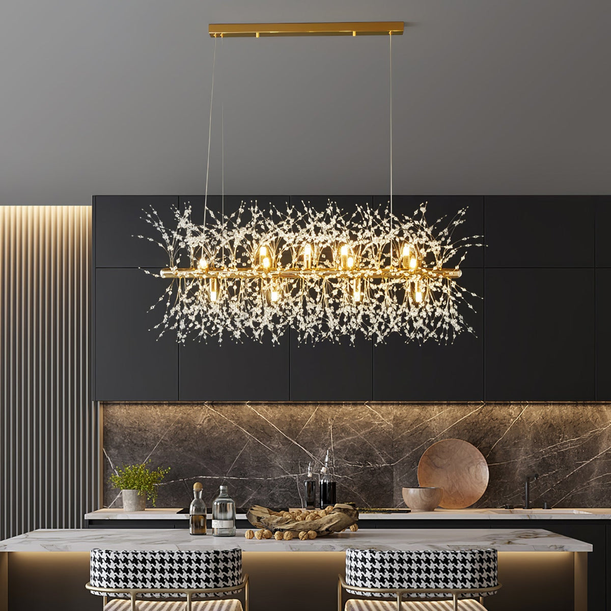 Dandelion Curated Mouth-Blown Frosted Glass Chan installed in residential dining space