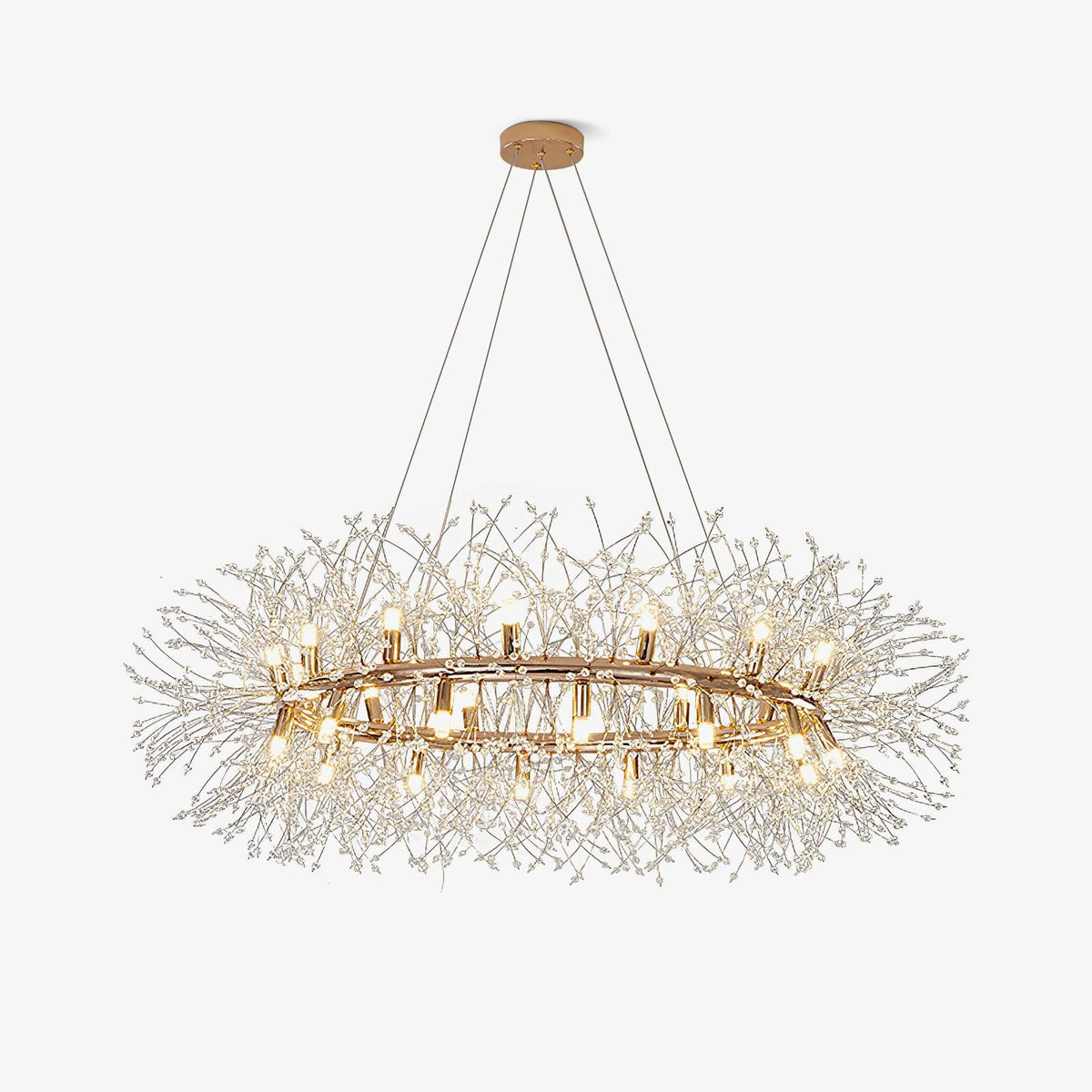Dandelion Round Curated Mouth-Blown Frosted Glas – Mouth-Blown Frosted Glass Chandelier
