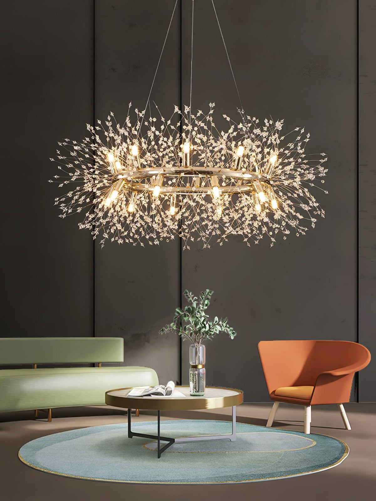 Dandelion Round Curated Mouth-Blown Frosted Glas – unlit natural material contrast